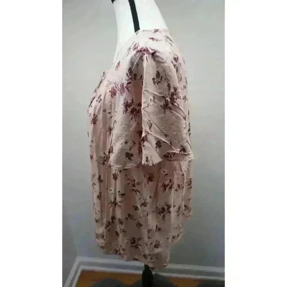 Como Blu V-Neck Short Sleeve Floral Blouse Top, Size L - Picture 5 of 13